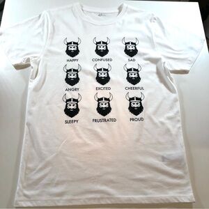 NWOT Earth Positive Iceland Viking Scandinavian, White Graphic T-shirt, Men’s S